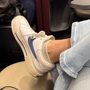 Nike White and Blue Women's Sneakers